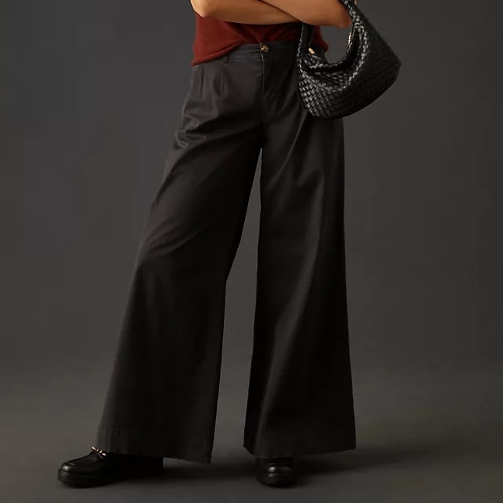 Anthropologie Pleated Super Wide Leg Trousers